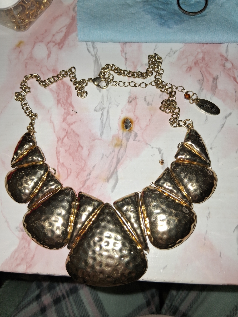 Source Unknown Hammered Gold Statement Necklace